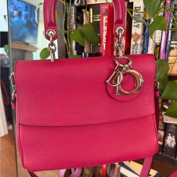 Dior Handbags - Dior Fuchsia Leather Top-Handle Satchel with Silver Hardware